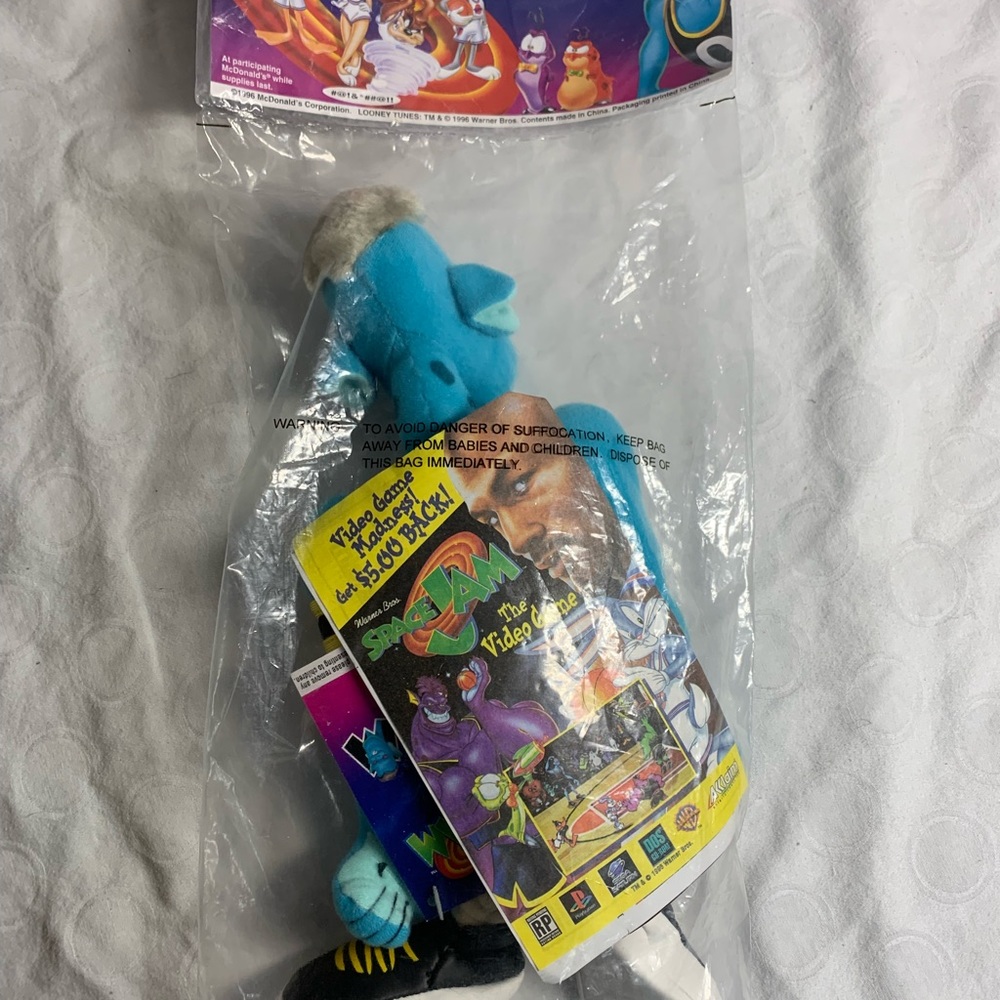 NIP Vintage McDonald’s Space Jam Monstars Blanko Plush Blue Jordan Warner Bros - Picture 4 of 5